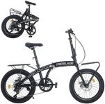 TRIOBLADE 20 Inch Folding Bike for Adult 7-Speed Shimano Drivetrain Folding Bicycle Lightweight Aluminium Frame Disc Brake Foldable Bikes for Women Men (Black & Grey)