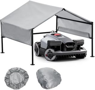 Dasmiro Robot Mower Garage + Waterproof Cover | 32"x30"x26" UV Protection Shelter for Wire Free Robot Lawn Mower | Steel Frame (Gray)