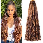 Shoobidoo 22 inch French Curly Braiding Hair 8 Pack Loose Wavy Spiral Curl Braids Crochet Hair Deep Wave Synthetic Extensions Pre Stretched Bouncy Braiding Hair