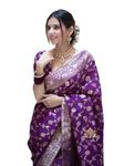 MT Fashion Women's Banarasi Style Pure Kanjivaram Silk Jacquard Kanchipuram Pattu Saree With Un-Stiched Blouse… (Purple)