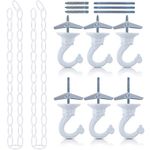 Glarks 6 Sets Ceiling Hooks with Extension Chains Set, 1.5 Inch Heavy Duty Swag Hooks with Steel Bolts and Toggle Wings and 2Pcs 39'' Long Extension Chains for Ceiling Installation Cavity Wall Fixing