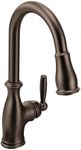 Moen Brantford Oil Rubbed Bronze Traditional One-Handle Kitchen Faucet with Pulldown Sprayer Featuring Power Boost and Reflex Docking System, 7185ORB