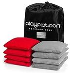 Premium Weather Resistant Duckcloth Cornhole Bags - Set of 8 Bean Bags for Corn Hole Game - Regulation Size & Weight - 4 Red & 4 Gray