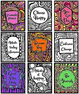 Yeaqee 36 Pcs Fuzzy Velvet Coloring Poster 8 x 10 Inches Poster Inspirational Quotes Poster Positive Velvet Art Poster Ideal for Family Time Crafts Coloring Care Facilities Arts