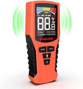LASELION Pinless Moisture Meter MS02 Non-Destructive Wood Moisture Meter Detector with Large LCD Display, Batteries, 4 Modes for Wood, Firewood,Walls,Building Materials