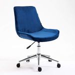 Cherry Tree Furniture Cala Sapphire Blue Colour Velvet Fabric Desk Chair Swivel Chair with Chrome Base