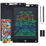 Coolzon Colourful LCD Writing Tablet Kids, 12 Inch Erasable Writing Tablet with Lock Function Kids Drawing Pad for Painting Drawing and Memo Lists,Free Animal Cartoon Stickers,Black