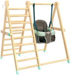 TP Toys, Active-Tots, Pikler Style Wooden Climb and Swing Activity Set, Indoor Use and Foldable, Baby and Toddler Toy, Montessori Indoor Climbing and Play Set with Swing, Ages 6 months+