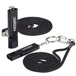 Emergency Survival Whistle Noopel Double Tubes Safety Whistles 2 pack with lanyard and keychain for Boating Outdoor Camping Hiking Hunting Sports Dog Training (2 Pack Black)