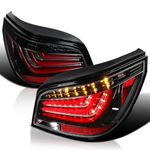 Spec-D Tuning Jet Black LED Bar Tail Lights Compatible with 2004-2007 BMW E60 5-Series 4 Door, Left + Right Pair Assembly