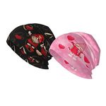 GTEVUTS 2 Pack Valentine's Day Beanie Hat Unisex Soft Chemo Cancer Headwear Fashion Slouchy Baggy Skull Cap for Men Women, Pink Gnome, 8