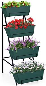 OYEAL Raised Garden Bed 4 Tier Vertical Garden Planter Indoor Outdoor Raised Planter Box with Legs Elevated Herb Garden Planter for Flowers Vegetables Plants, Green