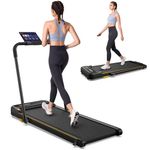 UREVO Double Shock Absorbent Walking pad with APP Control, Compact Design Under Desk Treadmill with Remote Control and LED Display, 2 in 1 Low-Noise Treadmill Foldable for Home Office