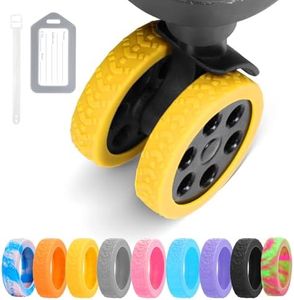 DIGIGRE Luggage Wheel Covers, 8 PCS Silicone Wheel Protector Covers for 2-2.6 inches 8-Spinner Wheels, Wear-Resistant, Anti-Noise, Yellow