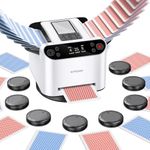 KPAW 2-in-1 Automatic Card Shuffler & Dealer - Support 12 Players, 4 Drawing Remotes, Auto Post-Shuffle Deal, Consecutive/Random Dealing, for Poker, Blackjack, UNO, Phase 10, Five Crowns (White1)