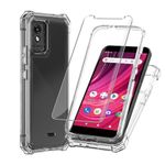 TTYSHTT for BLU Studio Mini (2023) Case with [1 x Tempered Glass Screen Protector], Slim Dual Layer Rugged Durable Drop Proof TPU Protection Phone Case Cover (Clear)