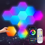 Hexagon LED Light Panels, Smart RGBIC LED Wall Lights App Control Gaming Lights Music Sync Hexagon Wall LED Lights DIY Geometry Ambience Lighting for Gaming Room Bedroom Streaming, 10 Panels