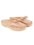 Shoetopia Upper Bow Detailed Peach Slip-On Loafers for Women & Girls /UK6