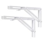 Folding Shelf Bracket 40cm,YUMORE Heavy Duty Collapsible Brackets Shelf Support Max Load 330lb Wall Mounted Floating Table Triangle Supporter DIY L Bracket Space Saving, White Painting, Pack of 2