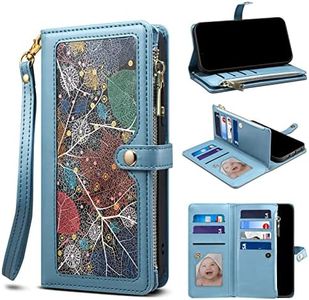 YocoverTech for iPhone 6 Plus/6S Plus Case,for iPhone 7 Plus/8 Plus Wallet Case,Colourful PU Leather Stand Flip Cover with Wrist Strap[RFID Blocking][10 Card Slots+Cash Bag]-Blue