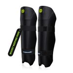 moonwalkr Cricket Keeping Shin Guards Wicket Keeper Pads Protective Gear for Keeper's Height (4'5" - 5'3") Cricket Wicket Keeping Pads Super Slim Gear Comes with a 3-inch Strap (Youth, Black)