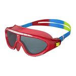 Speedo Junior Biofuse Rift Swimming Goggles | Swimming Mask | Anti-Fog | Easy Adjustment | Anti-Leak , Lava Red/Japan Blue/Smoke, One Size