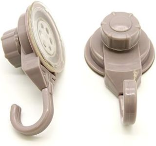 EVIDECO French Home Goods Strong Hold Vacuum Suction Cup Hooks Shower-Kitchen Walls Organizer Loofah Set of 2 Tan