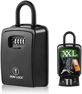Iron Lock® XXL Key Lock Box Portable and Wall Mounted with Removable U-Shackle Waterproof Indoor Outdoor 4 Digit Combination with Resettable Code with A B Switch Extra Large Key Lockbox Outside