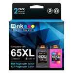 E-Z Ink (TM) 65XL Ink Cartridges Replacement for HP Ink 65 XL HP65 HP65XL for HP DeskJet 3752 3755 2600 2652 2655 3700 3752 3772 Envy 5000 5010 5055 5052 Printer (Black Tri-Color, 2 Combo Pack)