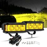 Auxbeam Side Shooter LED Light Bar, 5Inch 68W Amber LED Pods Yellow Fog Lights, LED Driving Lights Offroad Lights Spot Flood Combo for Truck ATV Jeep Car Motorcycle