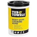 Tub O Towels TW90 Heavy-Duty 10" x 12" Size Multi-Surface Cleaning Wipes, 90 Count Per Canister