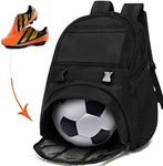 Youth Soccer Bags - Sports Backpacks for Soccer, Basketball, Football with Ball Holder for Boys Girls - Black