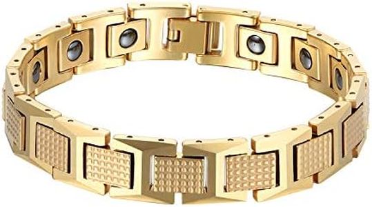 OIDEA Men's Magnetic Bracelet Links Link: Magnetic Bracelet Stainless Steel Charm Bracelet with Zirconia Bracelet Metal Bracelet Bangle Black Silver Gold as a Gift, Tungsten Steel