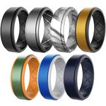 Zollen Breathable Mens Silicone Wedding Rings, Rubber Wedding Engagement Ring Bands for Men for Sports Workout