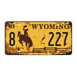 Embossed Metal Vintage Style Prop License Plate, Man Cave Bar Route 66 Decor, Replica US Car Registration Tags, 6x12 inches (Wyoming 001)