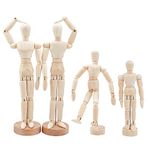 OLYCRAFT 4PCS Wooden Joint Model Drawing Mannequin Wood Figure Manikin with Flexible Joints 21.5cm 15.4cm 13.6cm Human Mannequin Sketch Art Drawing Model Artist for Art