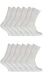 New Mens 12 Pairs COTTON RICH Plain White Sport Socks UK 6-11 EUR 39-45