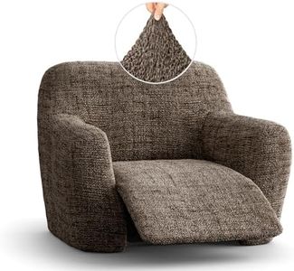 PAULATO BY GA.I.CO. Recliner Slipcover - Recliner Chair Cover - Printed Slipcovers - 1-Piece Form Fit Stretch Furniture Protector - Microfibra Print Collection - Vittoria Brown (Recliner Cover)