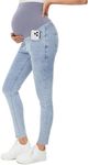 PACBREEZE Women's Maternity Jeans Over Belly Skinny Stretchy Denim Pants Comfy Slim Pregnancy Pants, C02: Light Blue, Medium