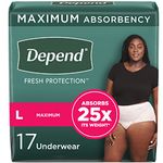 Depend Fresh Protection Adult Incontinence Underwear for Women (Formerly Depend Fit-Flex), Disposable, Maximum, Large, Blush, 17 Count