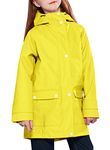 maoo garden Girls Rain Jackets Kids Waterproof Raincoat Lightweight Floral Lining Spring Windbreaker 806 Yellow 5-6Y