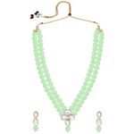 Peora Gold Plated Mint Green Kundan Long Necklace Earring Indian Traditional Jewellery Set for Women