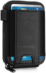 HiWe Credit Card Holder with Find My Tracker Built-in, Zipper PU Leather Card Wallet for Women & Men, Large Capacity, Compact, Black