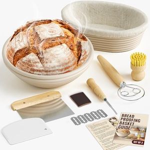 Complete Bread Proofing Baskets Set - Premium Quality Kit for Sourdough Bread Making - Includes 9" & 10" Banneton Basket w/All Needed Bread Baking Supplies - Perfect Tools for Baking Enthusiasts