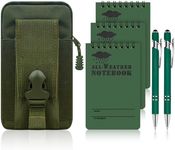 6 Piece Waterproof Notebook All Weather Police Waterproof Notepad 3×5 Inch Pocket Notebook with Waterproof Weatherproof Pen and Cover for Outdoor Activities Recording (Army Green)