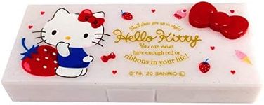 Sanrio Hello Kitty Container Cosmetic Care Case Makeup Travel Accessory Cases 4.1in x 1.9in x 0.8in (Happiness), Pink or Red, Pouch