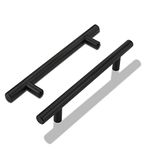 LONTAN 20 Black Kitchen Handles Handles Black Kitchen Cupboard Handles 128mm Black Handles for Drawers Cabinet Handles Drawer Pulls Wardrobe Drawer Handles Vintage Stainless Steel Handles