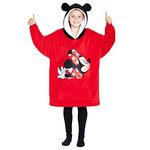 Disney Hoodies for Girls Boys, Kids Oversized Hoodie Blanket, Minnie Mickey Stitch Gifts (Red)