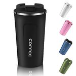 Dycietx Travel Mug with Leakproof Lid Reusable Insulated Coffee Cup for Hot & Cold Drinks/Tea Portable Stainless Steel Thermal Takeaway Travel Coffee Mug for Car/Outdoor/Picnic/Office/School(Black)