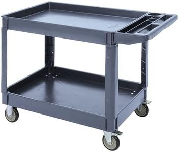 Garvee Service Cart 2-Shelf, Storage Handle, 500 lbs Capacity, for Warehouse/Garage/Cleaning/Manufacturing，45"X25" Grey